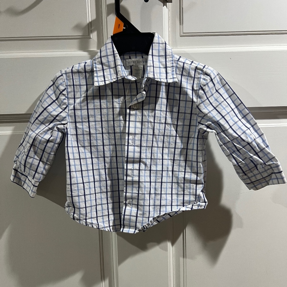 Pottery Barn Kids Gingham Plaid Button Up 6-12 months